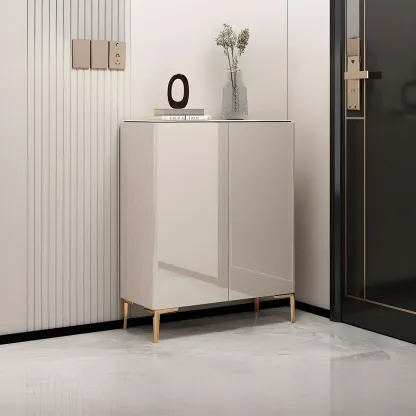 Gloss Green Wood Shoe Storage Cabinet for Entryway Image - 13