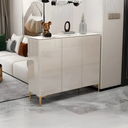 Gloss Green Wood Shoe Storage Cabinet for Entryway Image - 14