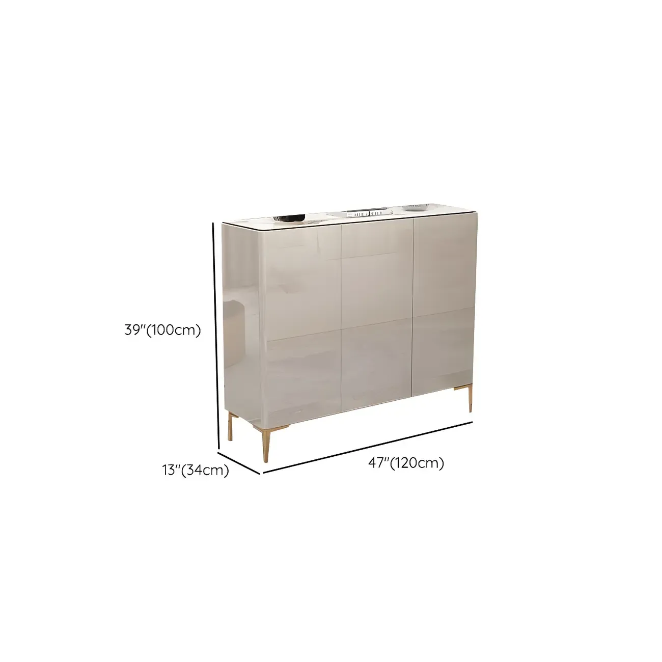 Gloss Green Wood Shoe Storage Cabinet for Entryway Image - 21