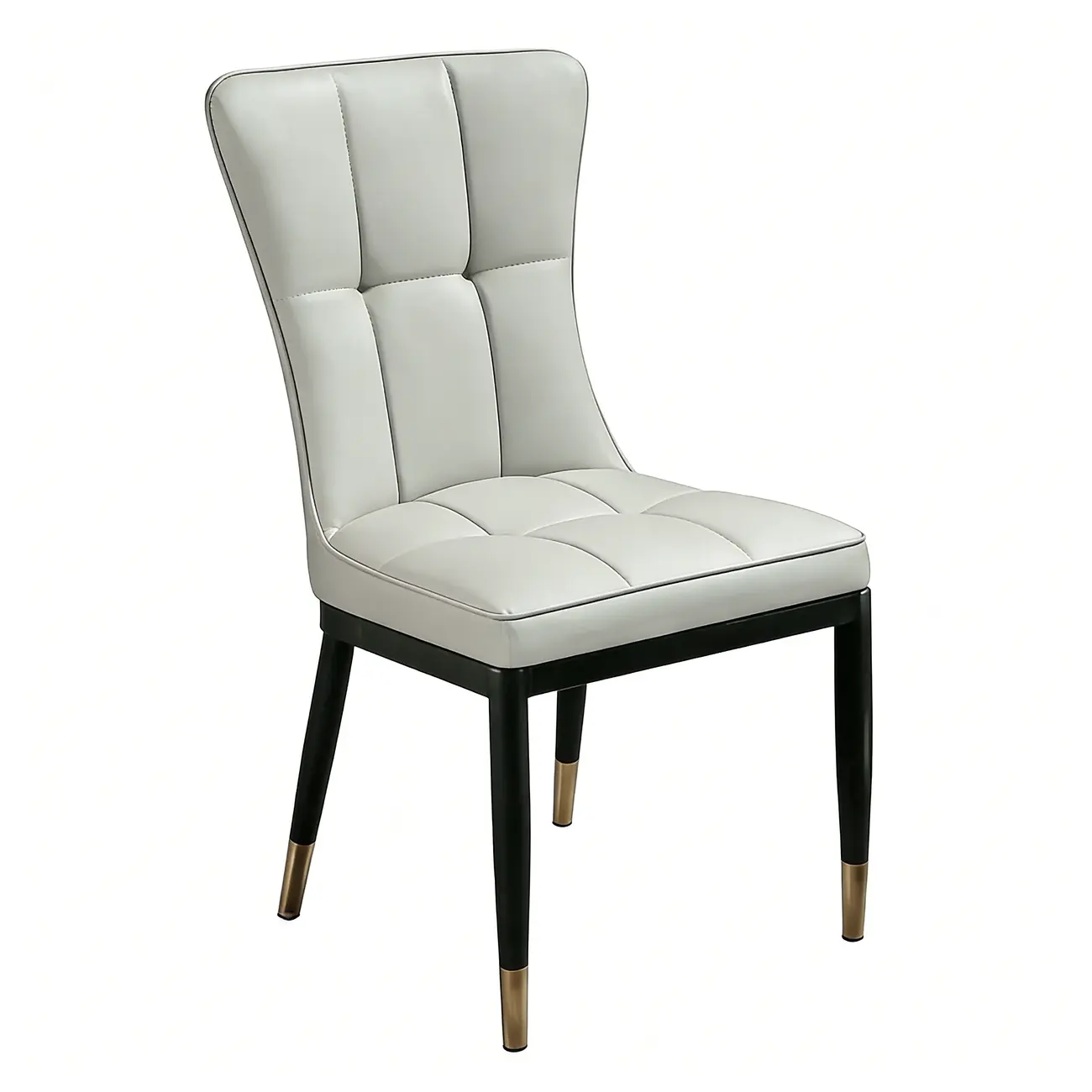 Armless Grey Tufted Leather High Back Dining Chair Image - 20 | homeyfad