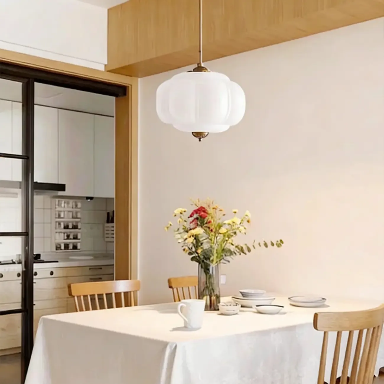 Elegant Glass Geometric Pendant Light Pumpkim Shaped Image - 5