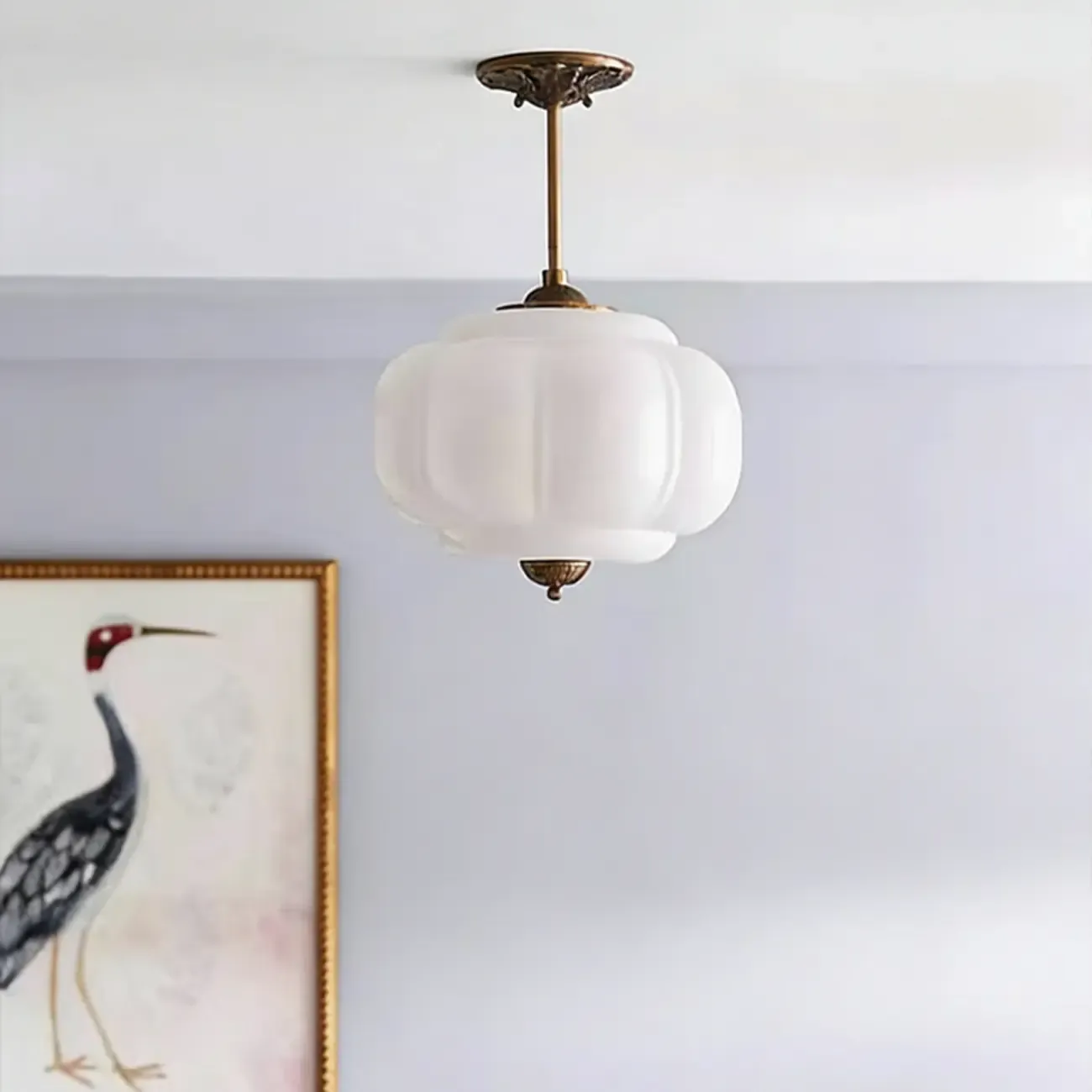 Elegant Glass Geometric Pendant Light Pumpkim Shaped Image - 2