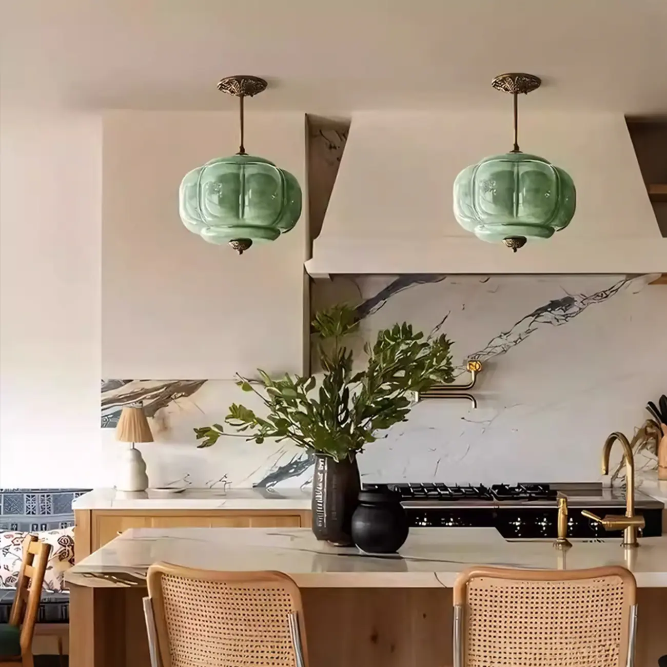 Elegant Glass Geometric Pendant Light Pumpkim Shaped Image - 7 | homeyfad