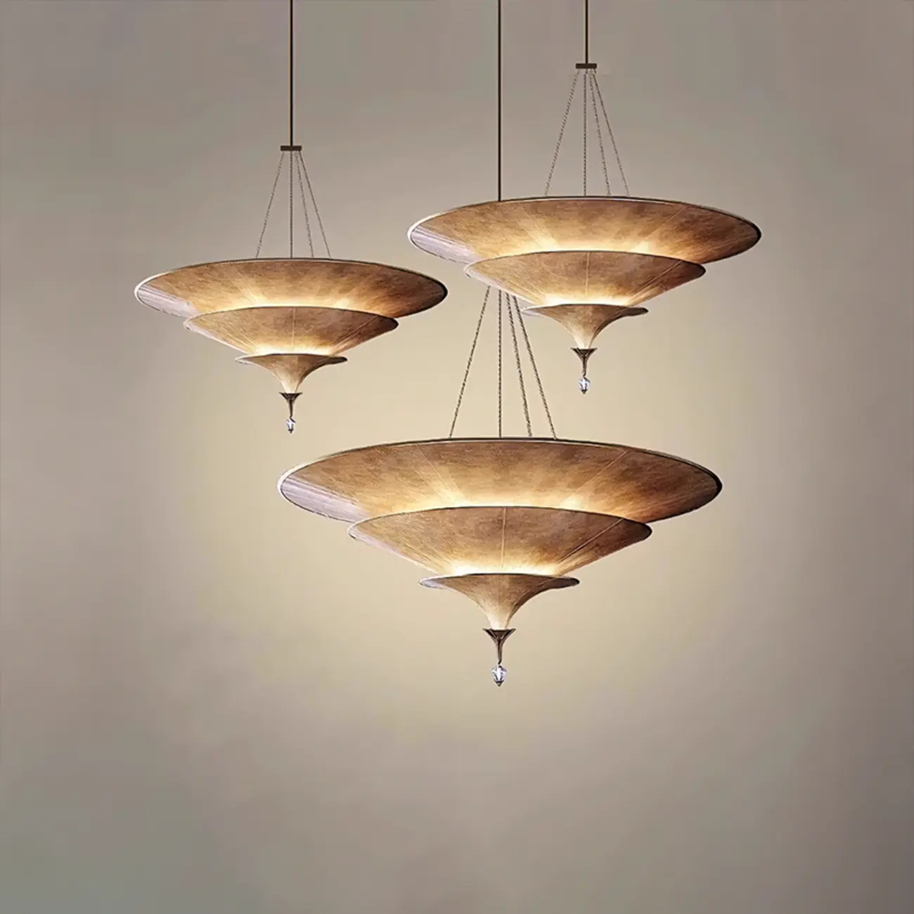 Art Deco Parasol-style Tiered Metal Large Pendant Light Image - 1 | homeyfad