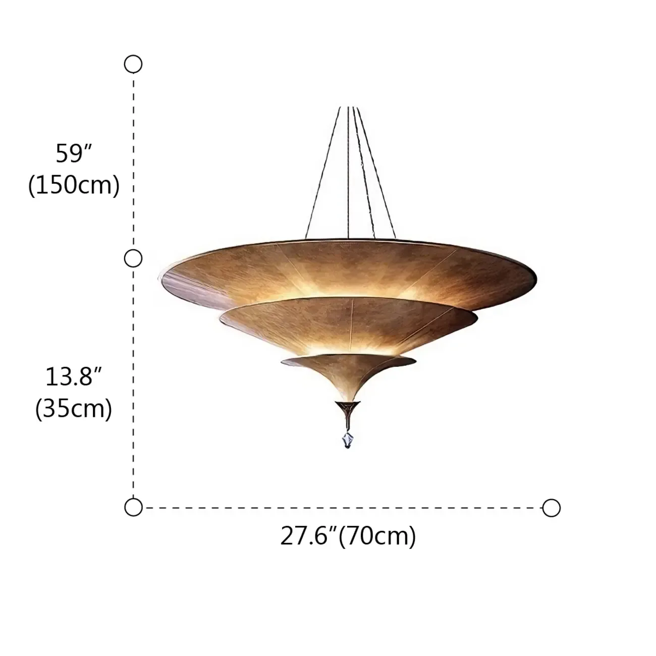Art Deco Parasol-style Tiered Metal Large Pendant Light Image - 9