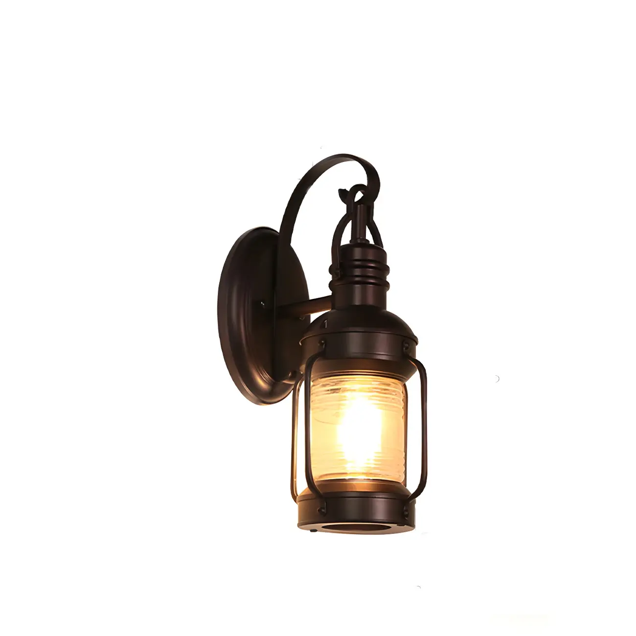 Industrial Black Metal Outdoor Wall Light with Glass Image - 7 | homeyfad