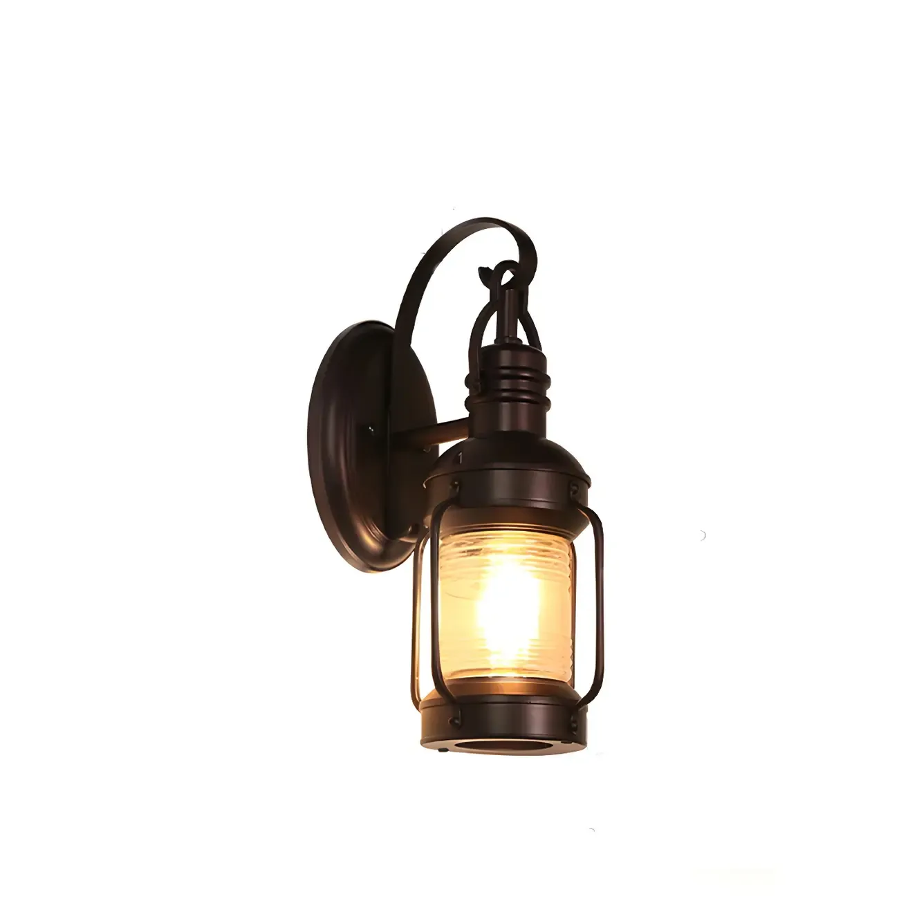 Industrial Black Metal Outdoor Wall Light with Glass Image - 7
