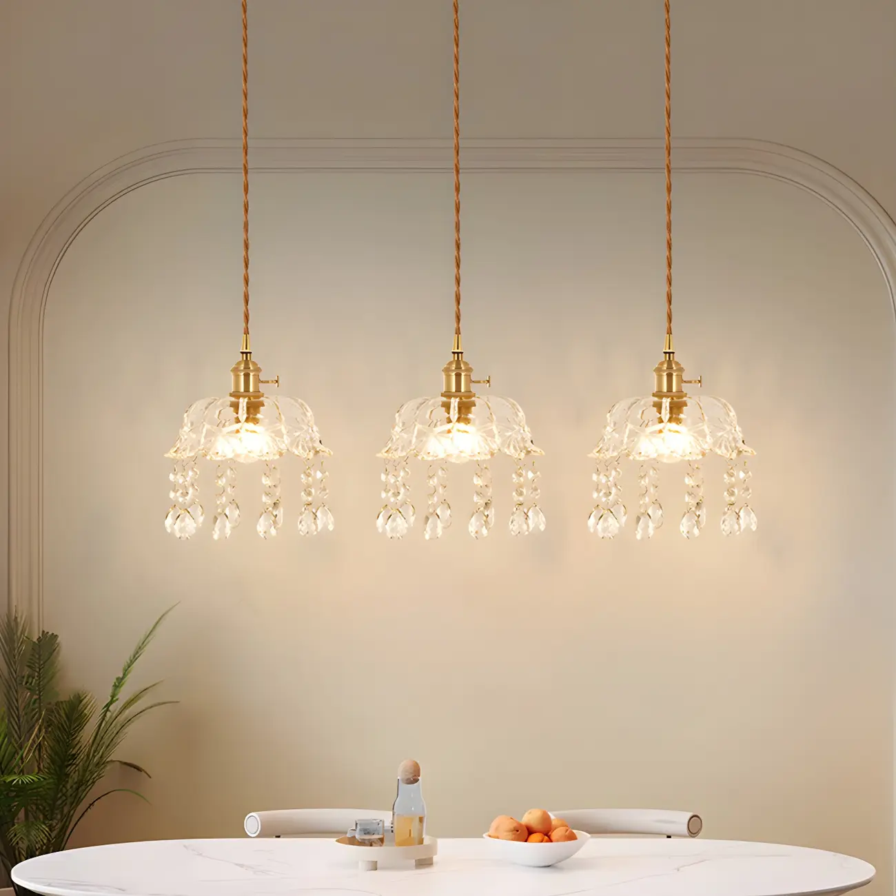 Elegant Glass-Crystal Gold Island Pendant Lights Image - 2 | homeyfad