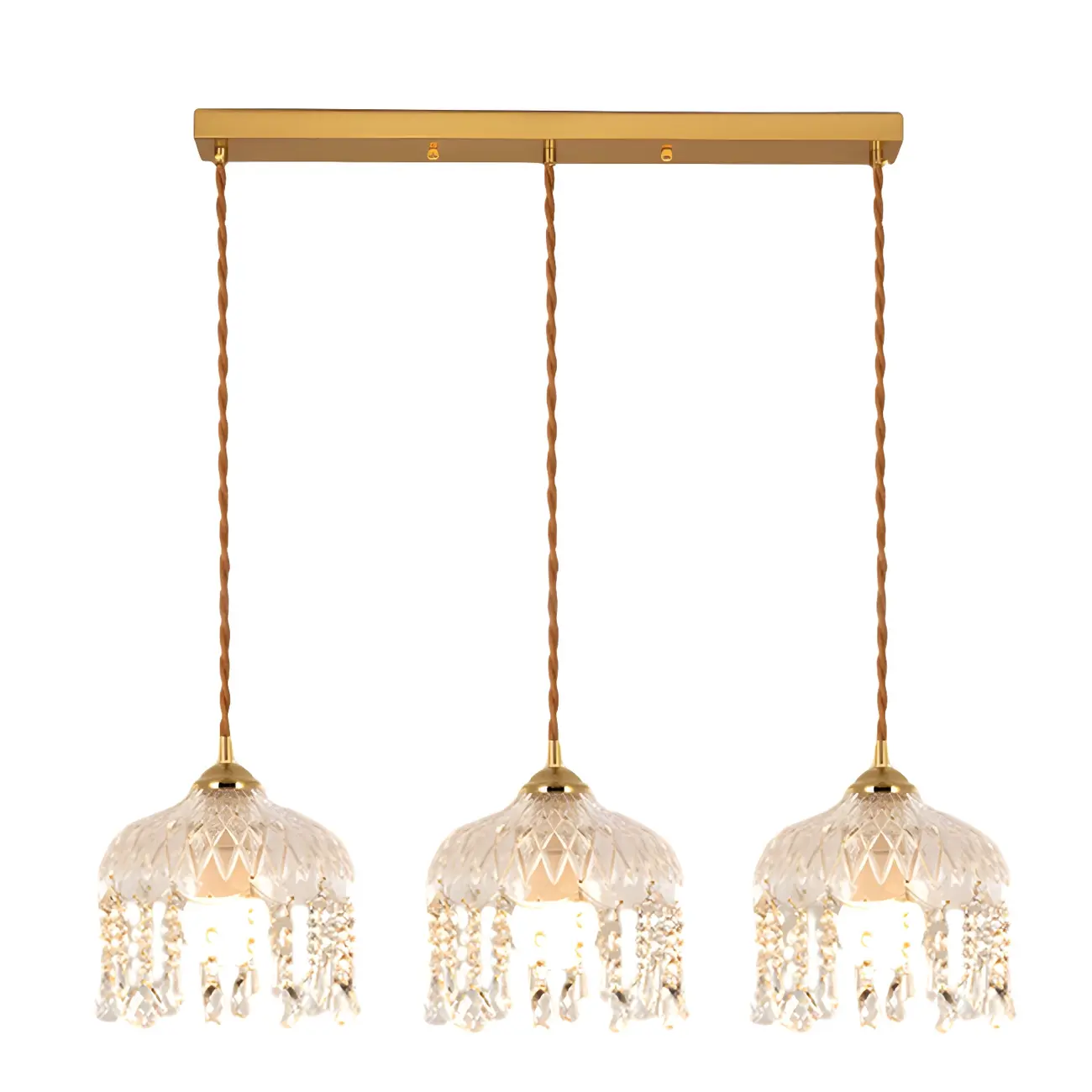 Elegant Glass-Crystal Gold Island Pendant Lights Image - 10 | homeyfad