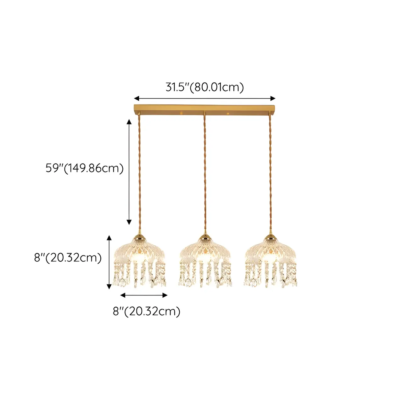 Elegant Glass-Crystal Gold Island Pendant Lights #size | homeyfad