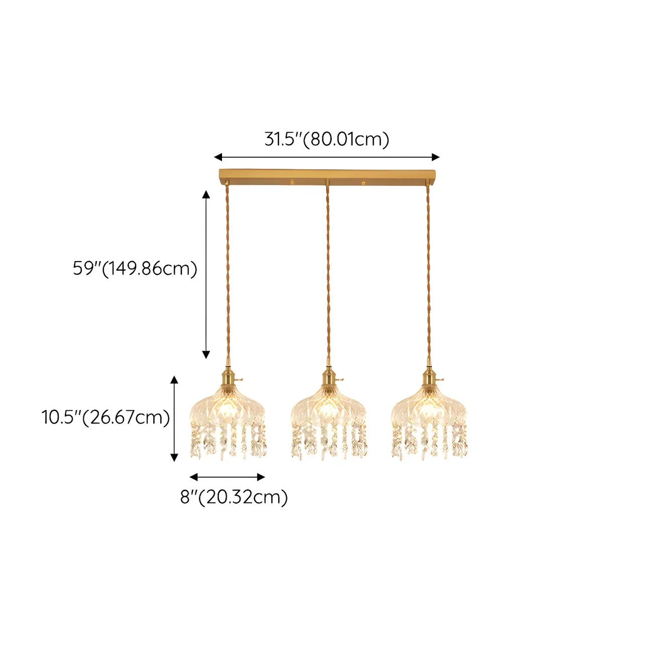 Elegant Glass-Crystal Gold Island Pendant Lights Image - 15 | homeyfad