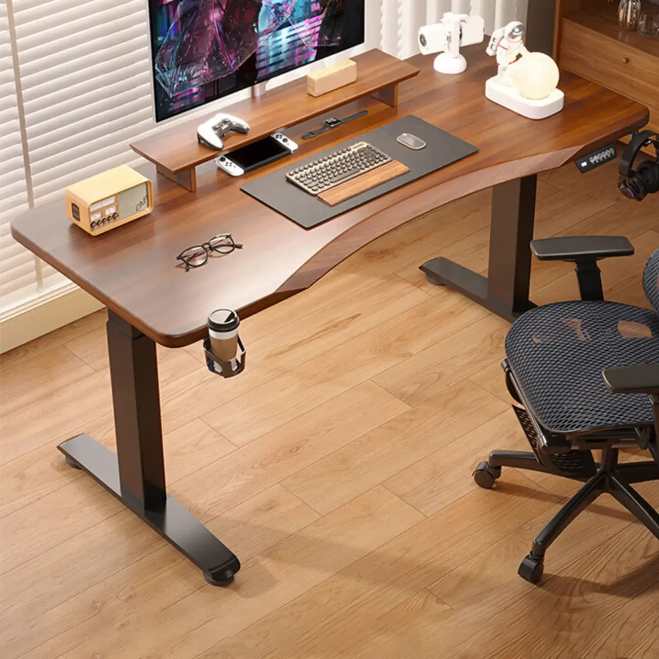 Durable Wooden Adjustable Standing Desk with Monitor Stand Image - 4