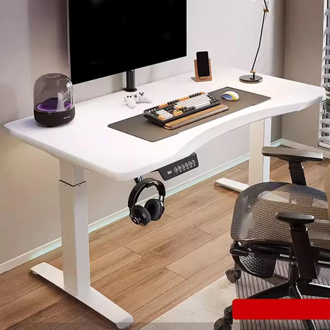 Durable Wooden Adjustable Standing Desk with Monitor Stand Image - 6 | homeyfad