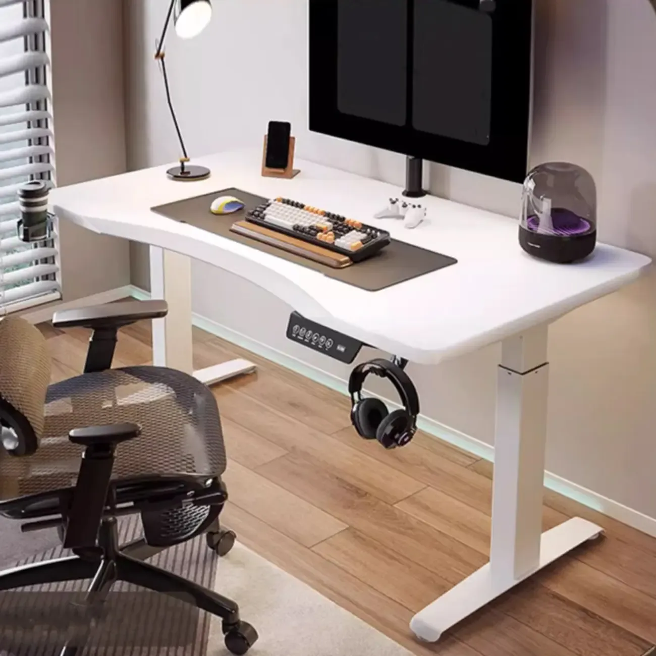 Durable Wooden Adjustable Standing Desk with Monitor Stand Image - 7