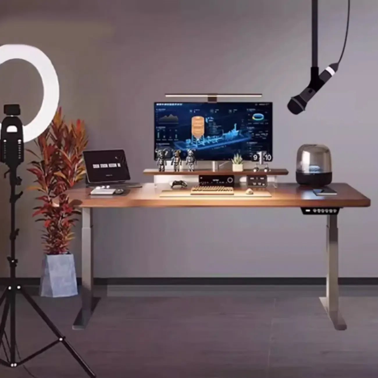 Durable Wooden Adjustable Standing Desk with Monitor Stand Image - 13