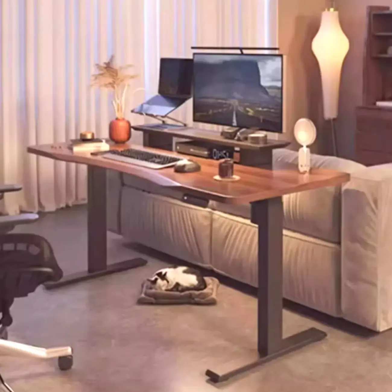 Durable Wooden Adjustable Standing Desk with Monitor Stand Image - 14