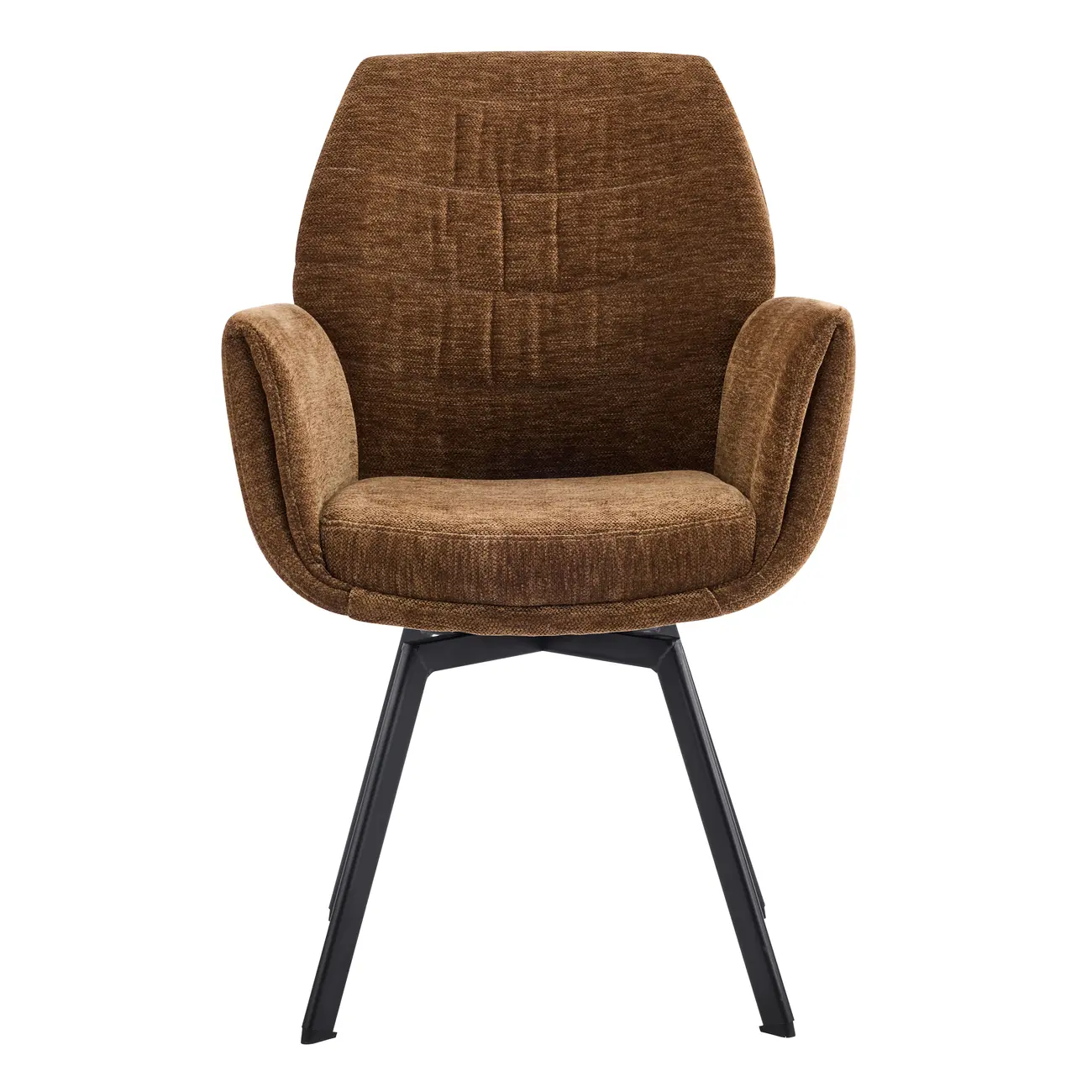 Brown Curved Back Chenille Arm Chair Dining Chairs Image - 6 | homeyfad