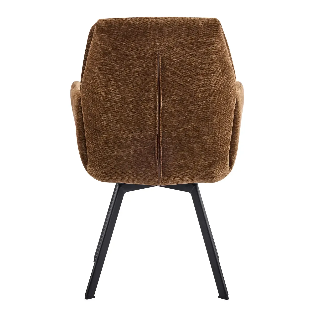 Brown Curved Back Chenille Arm Chair Dining Chairs Image - 7