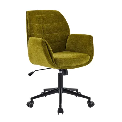 Adjustable Green Upholstered Fabric Swivel Office Chair Image - 4
