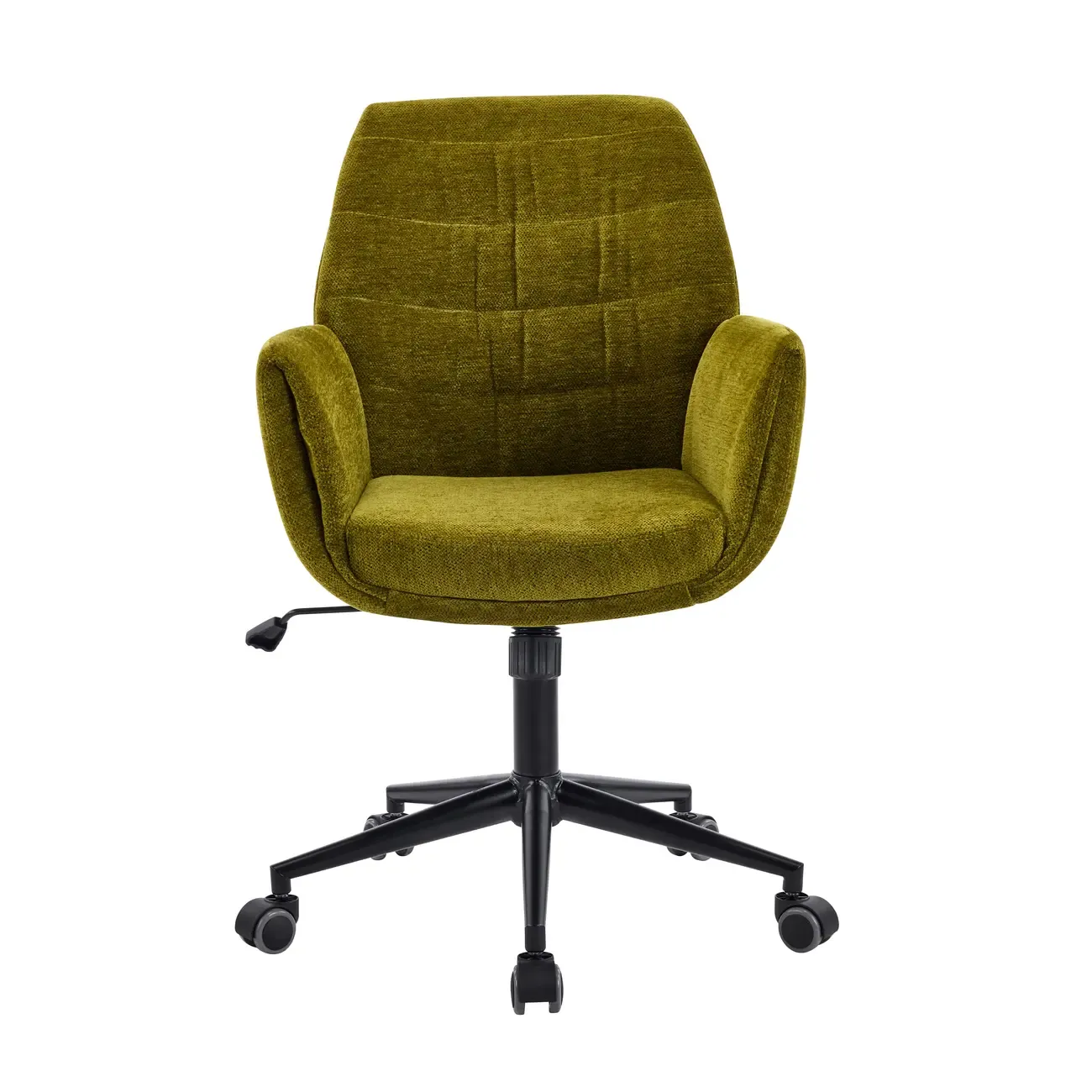 Adjustable Green Upholstered Fabric Swivel Office Chair Image - 6