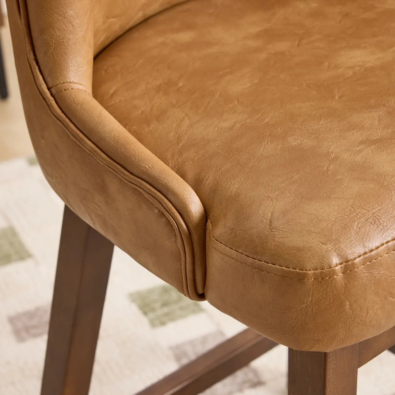 Mid-century Modern Upholstered Swivel Bar Height Bar Stools Set of 2 Image - 5 | homeyfad