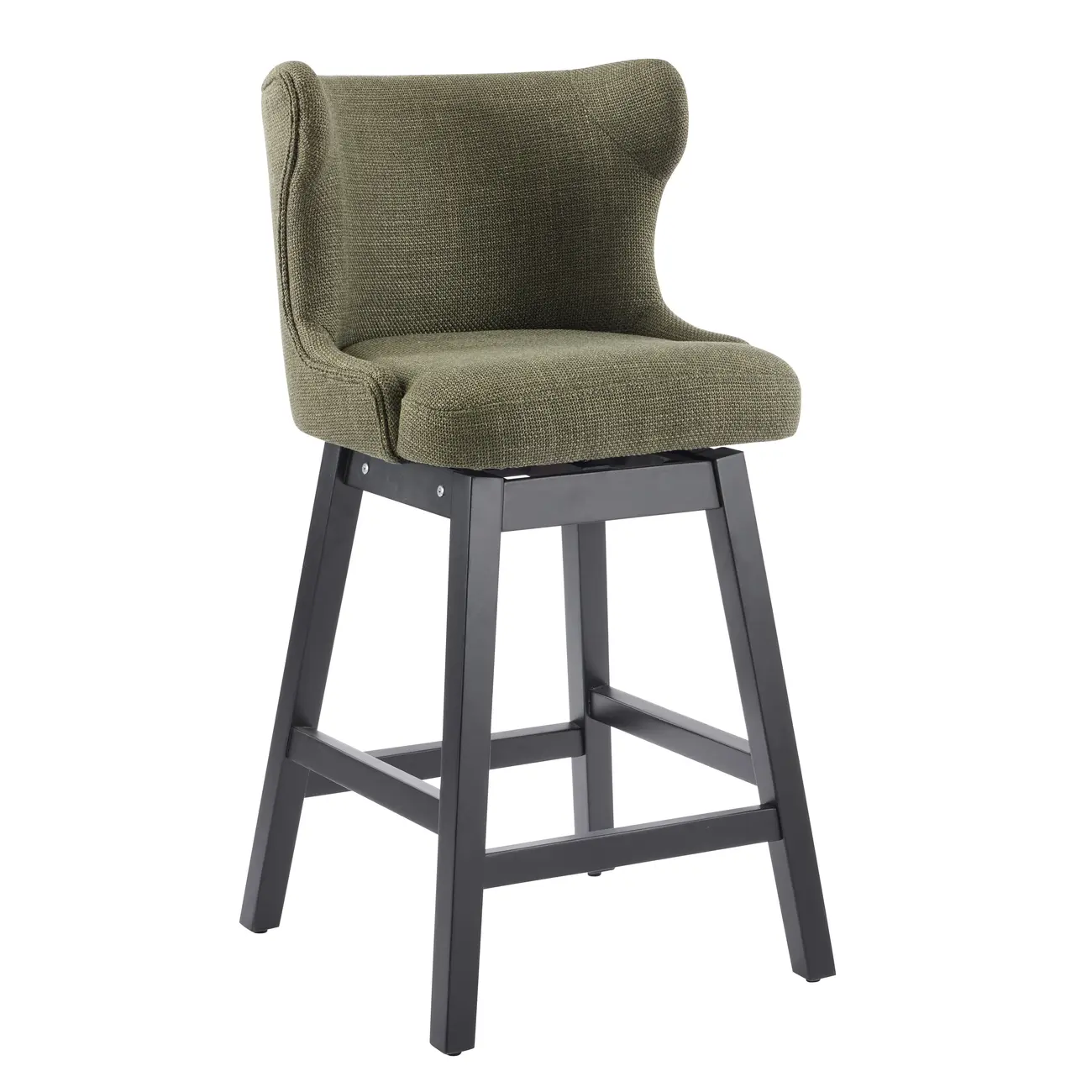 Mid-century Modern Upholstered Swivel Bar Height Bar Stools Set of 2 Image - 12 | homeyfad