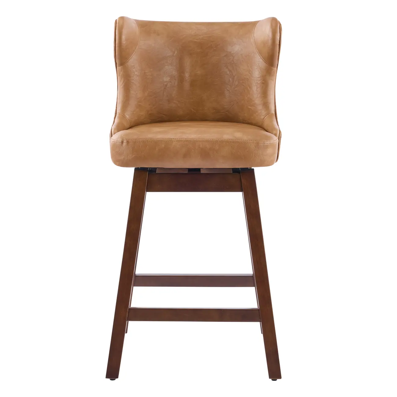 Mid-century Modern Upholstered Swivel Bar Height Bar Stools Set of 2 Image - 17 | homeyfad