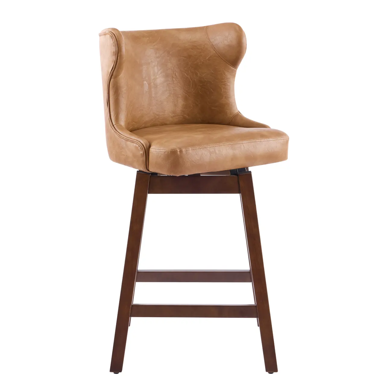 Mid-century Modern Upholstered Swivel Bar Height Bar Stools Set of 2 Image - 18 | homeyfad