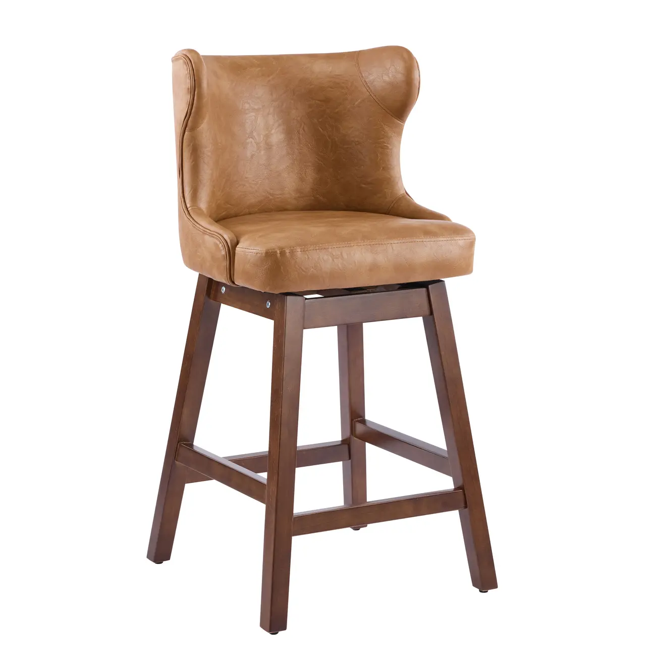 Mid-century Modern Upholstered Swivel Bar Height Bar Stools Set of 2 Image - 11 | homeyfad