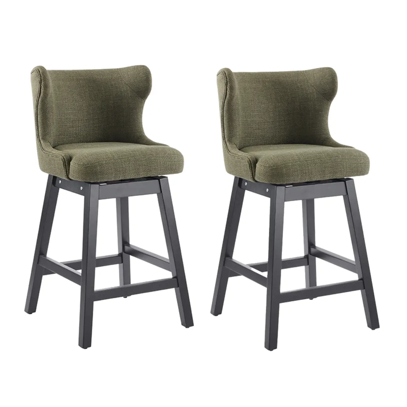 Mid-century Modern Upholstered Swivel Bar Height Bar Stools Set of 2 Image - 22 | homeyfad