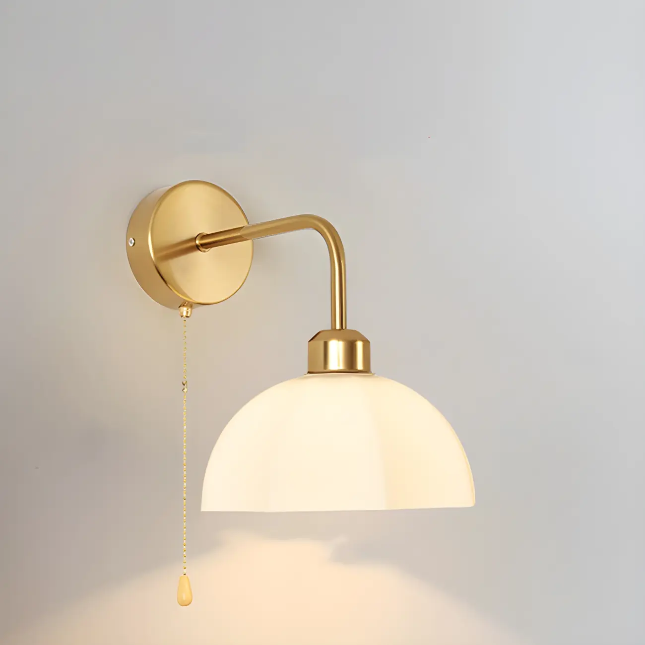 Modern Gold White Ceramic Pull Chain Wall Sconce Image - 3 | homeyfad