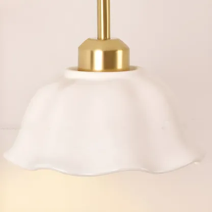 Modern Gold White Ceramic Pull Chain Wall Sconce Image - 9