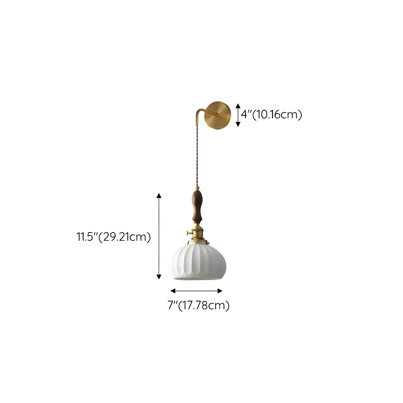 Vintage Brass Ceramic White Pendant Wall Sconce #size | homeyfad