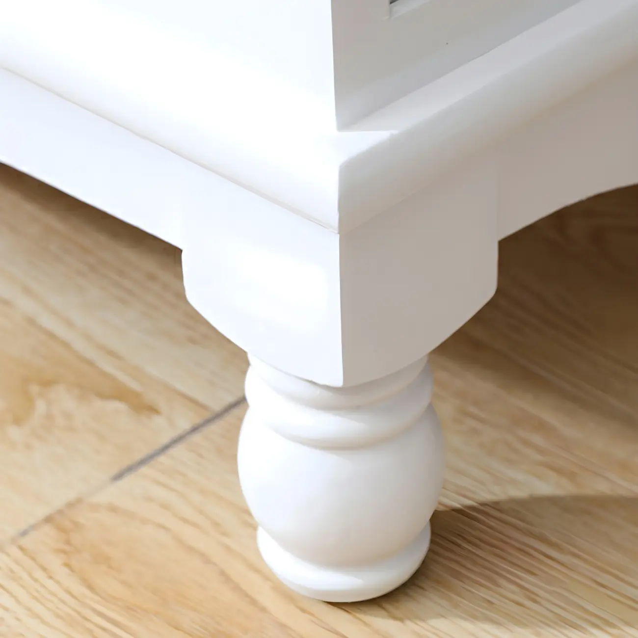 Classic Ivory Wood Bun Feet Drawers Storage Chest Image - 25 | homeyfad