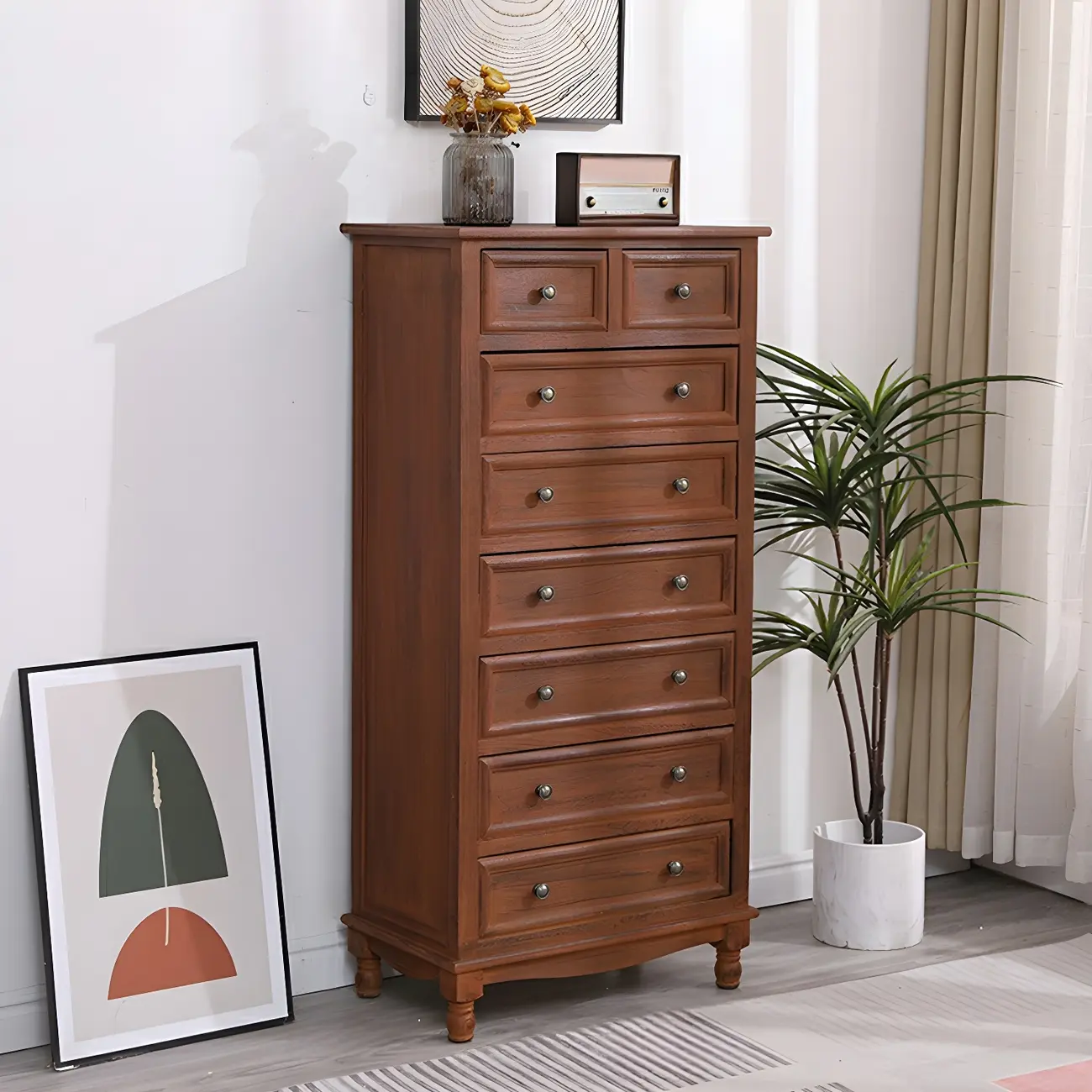 Classic Ivory Wood Bun Feet Drawers Storage Chest Image - 29 | homeyfad