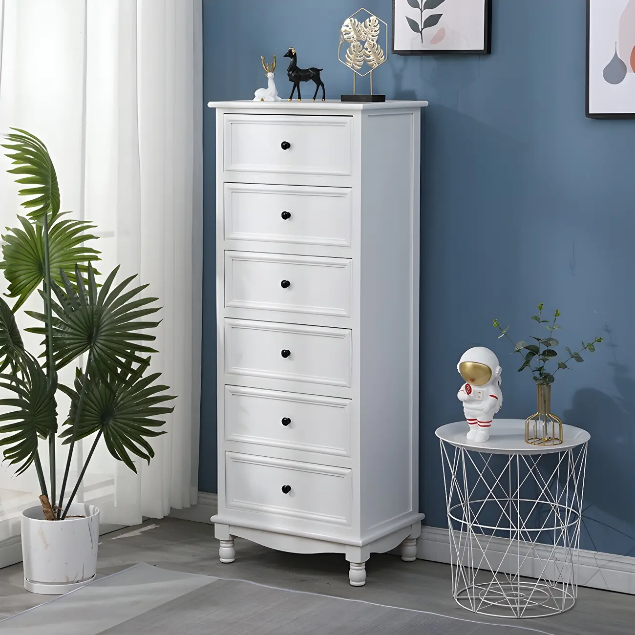 Classic Ivory Wood Bun Feet Drawers Storage Chest Image - 31 | homeyfad