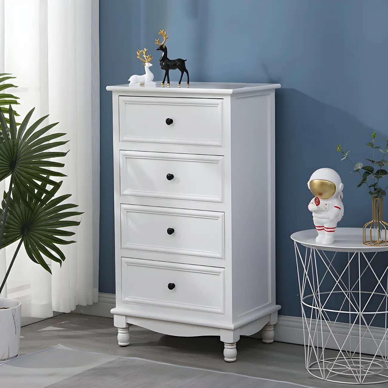 Classic Ivory Wood Bun Feet Drawers Storage Chest Image - 33 | homeyfad