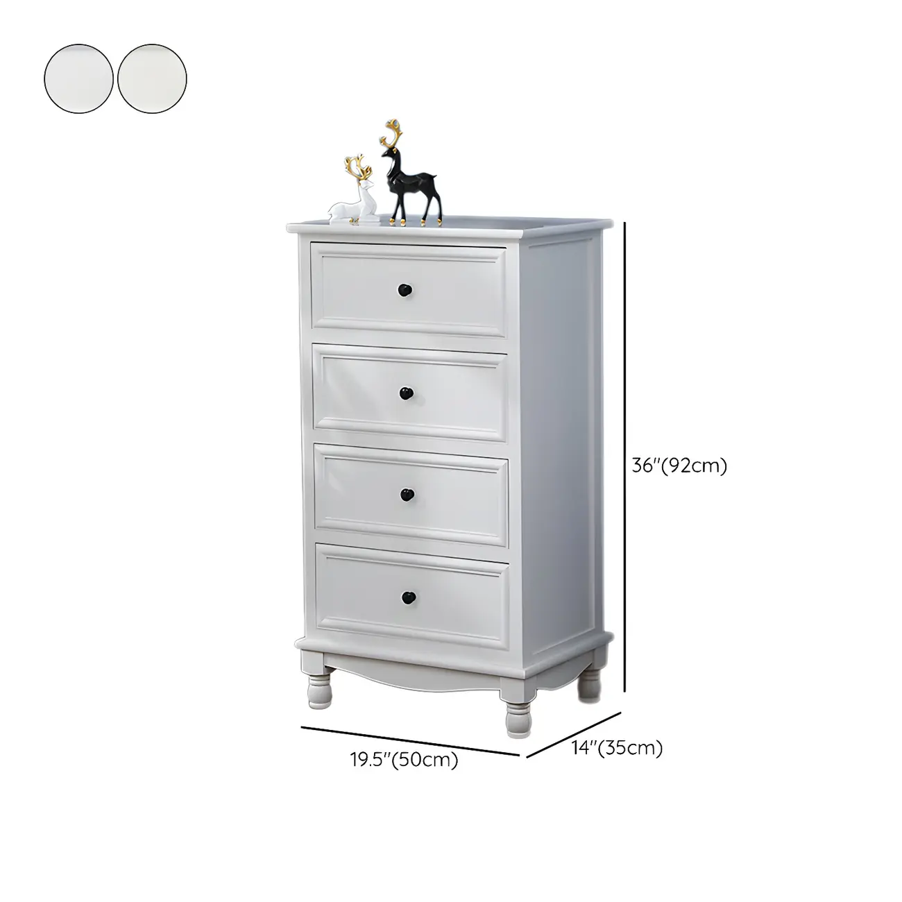 Classic Ivory Wood Bun Feet Drawers Storage Chest #size | homeyfad