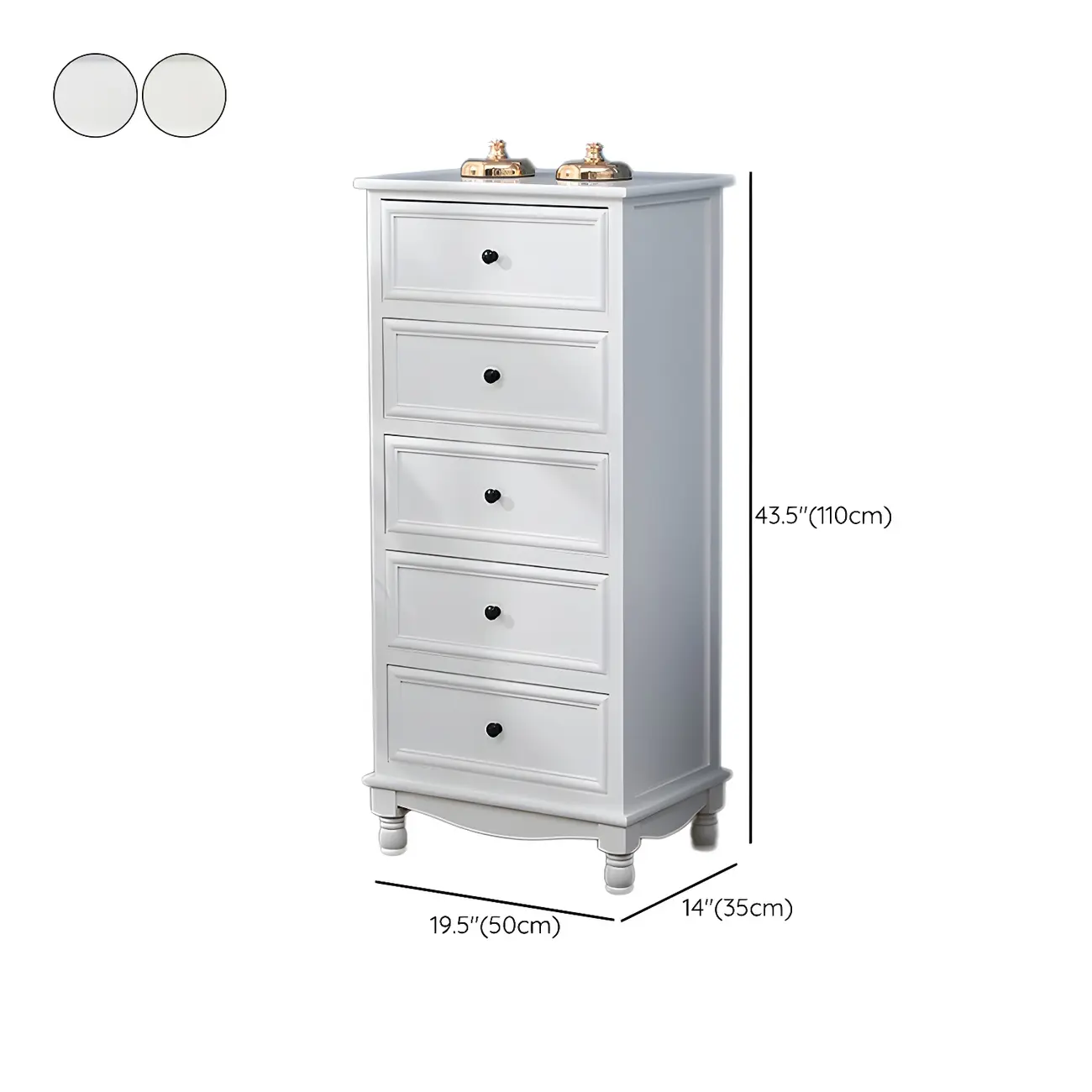 Classic Ivory Wood Bun Feet Drawers Storage Chest Image - 35 | homeyfad