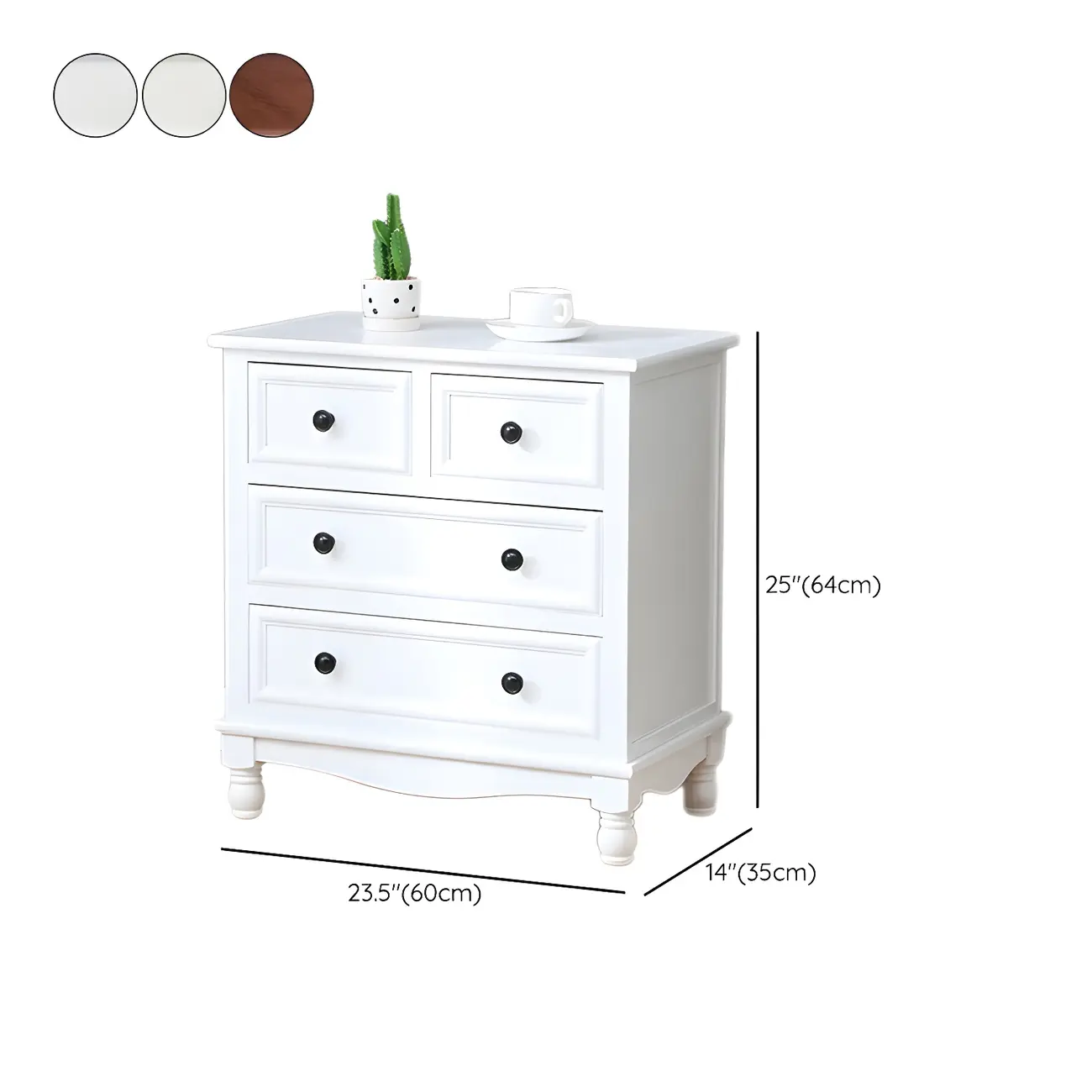 Classic Ivory Wood Bun Feet Drawers Storage Chest Image - 37 | homeyfad