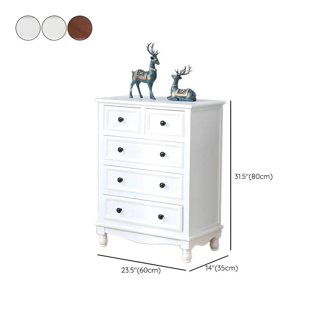 Classic Ivory Wood Bun Feet Drawers Storage Chest Image - 38 | homeyfad