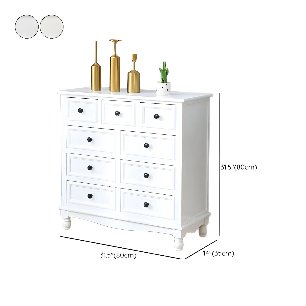 Classic Ivory Wood Bun Feet Drawers Storage Chest Image - 41 | homeyfad