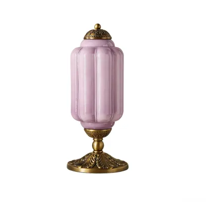 Vintage Green Elegant Glass Table Lamp with Brass Base Image - 15