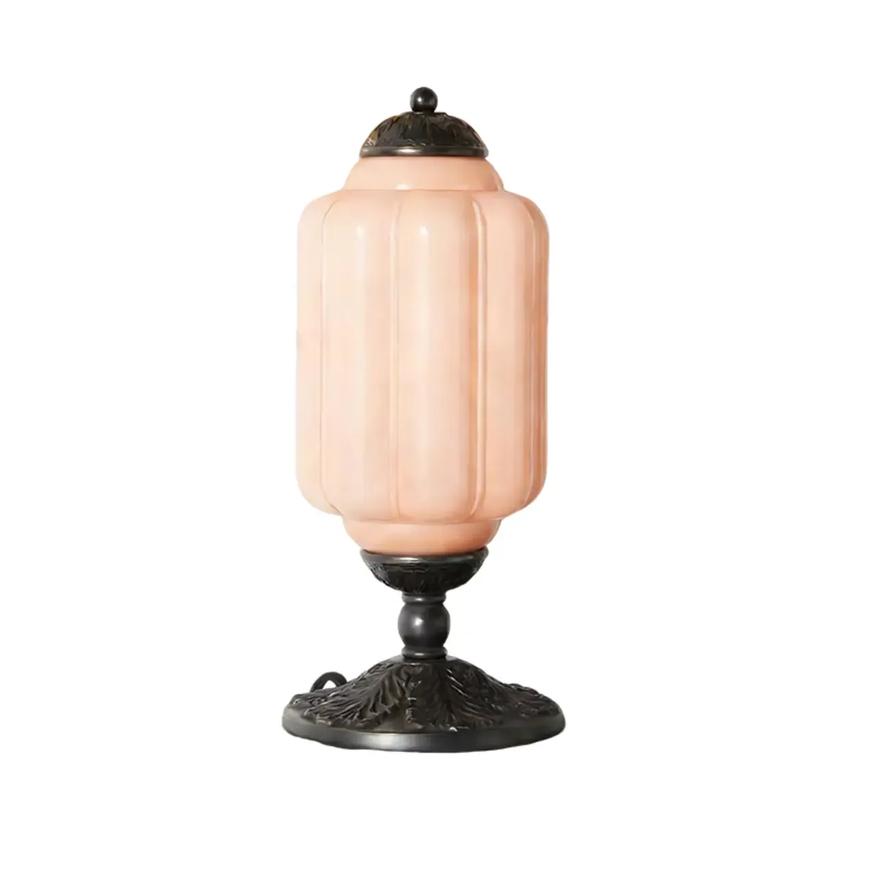 Vintage Green Elegant Glass Table Lamp with Brass Base Image - 13