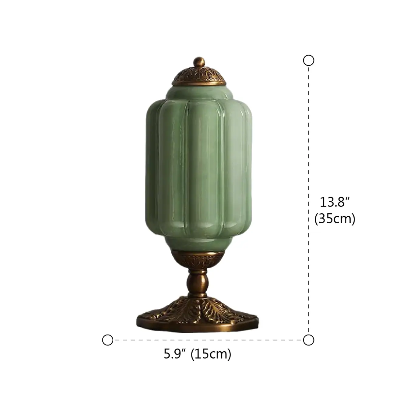 Vintage Green Elegant Glass Table Lamp with Brass Base Image - 16 | homeyfad