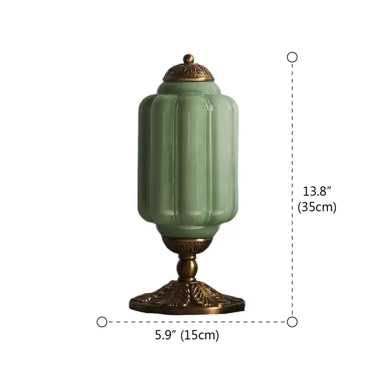 Vintage Green Elegant Glass Table Lamp with Brass Base Image - 16