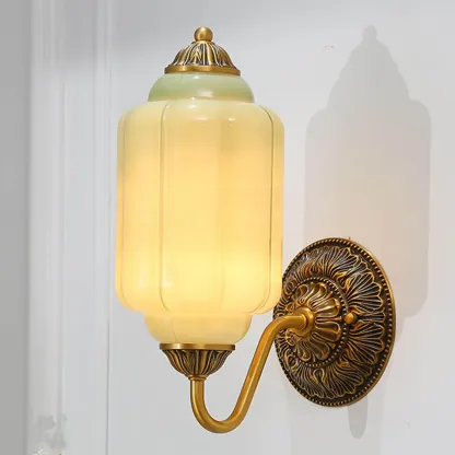 Green Elegant Glass Steel Vintage Wall Sconce Image - 6