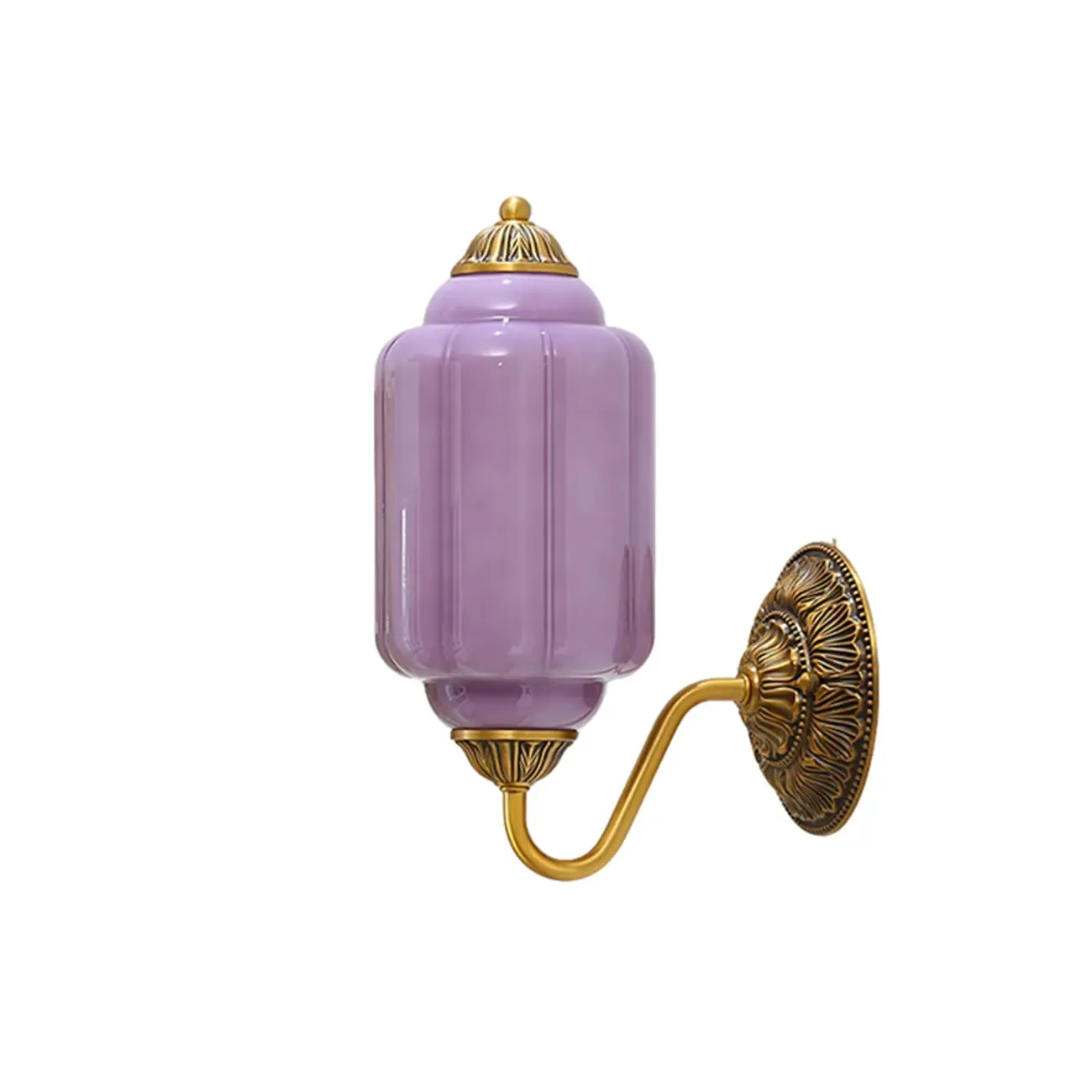 Green Elegant Glass Steel Vintage Wall Sconce Image - 15