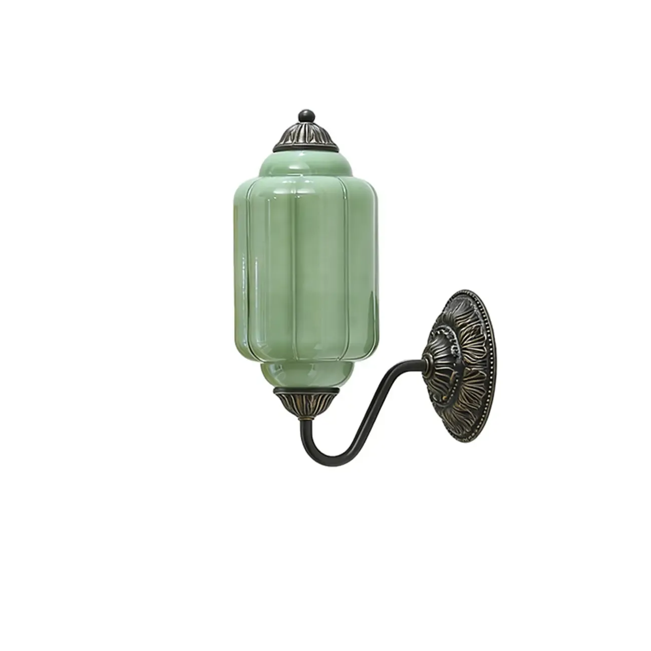 Green Elegant Glass Steel Vintage Wall Sconce | HomeyFad