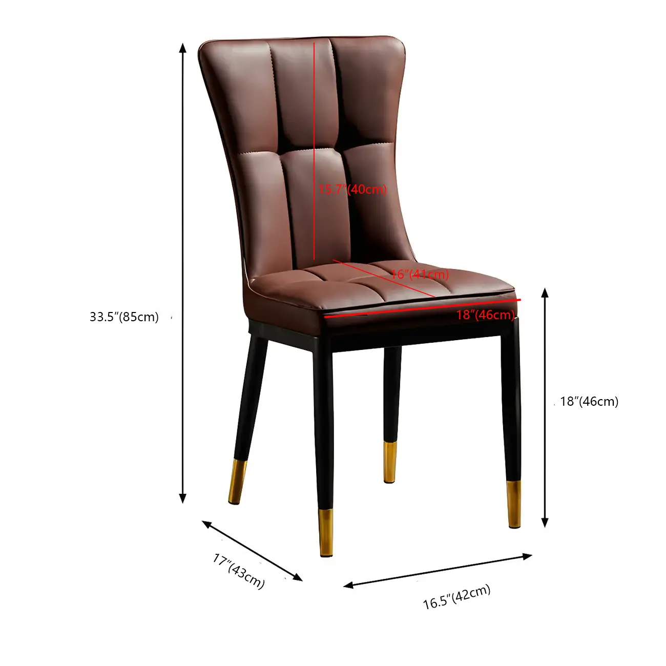 Armless Grey Tufted Leather High Back Dining Chair #size | homeyfad